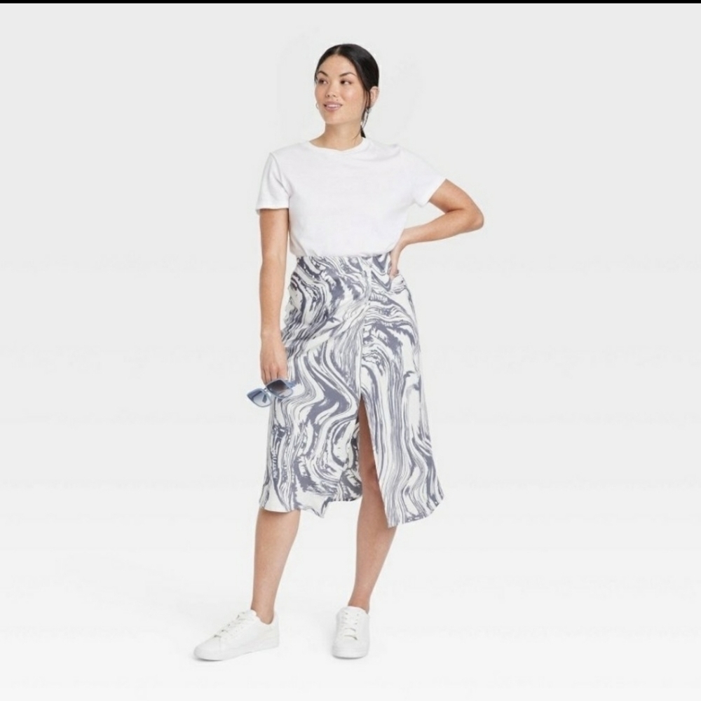 Women's Runched Satin Midi Slip Skirt - A New Day - Picture 1 of 9